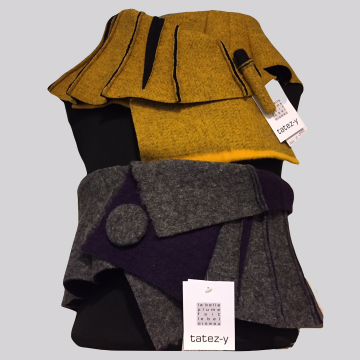 SHAWLKRAAG WOLVILT zwart-oker