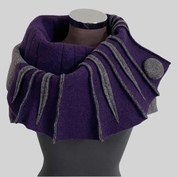 SHAWLKRAAG WOLVILT grijs-paars