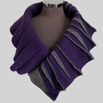 SHAWLKRAAG WOLVILT grijs-paars