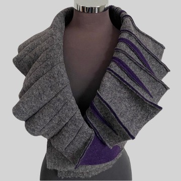 SHAWLKRAAG WOLVILT grijs-paars