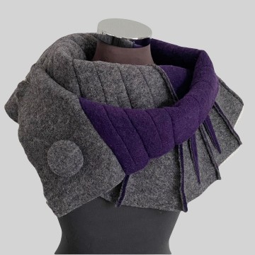 SHAWLKRAAG WOLVILT grijs-paars