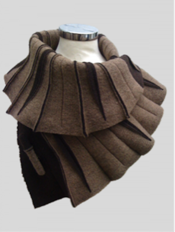 SHAWLKRAAG WOLVILT darkbrown-taupe