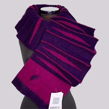 SHAWLKRAAG WOLVILT paars-cyclaam