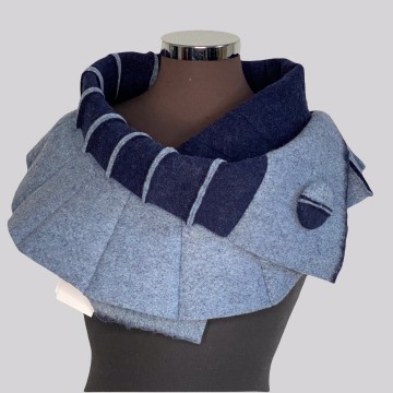 SHAWLKRAAG WOLVILT blauw-ijsblauw UNI