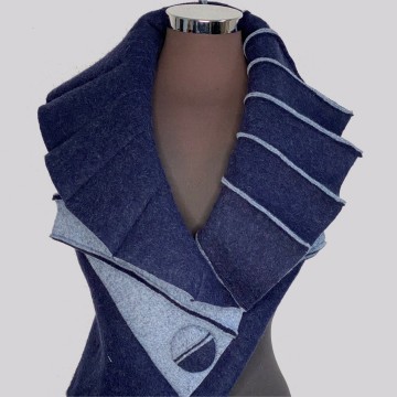 SHAWLKRAAG WOLVILT blauw-ijsblauw UNI