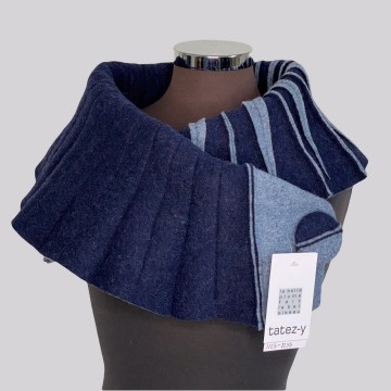 SHAWLKRAAG WOLVILT ijsblauw-blauw