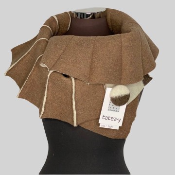 SHAWLKRAAG WOLVILT camel-crème UNI