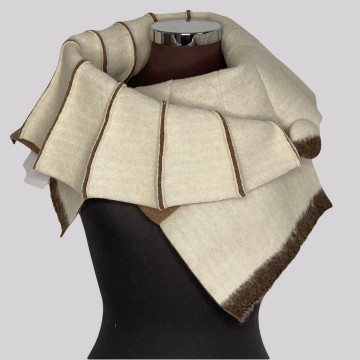 SHAWLKRAAG WOLVILT camel-crème UNI