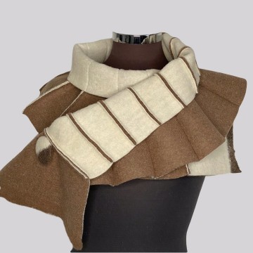 SHAWLKRAAG WOLVILT camel-crème UNI