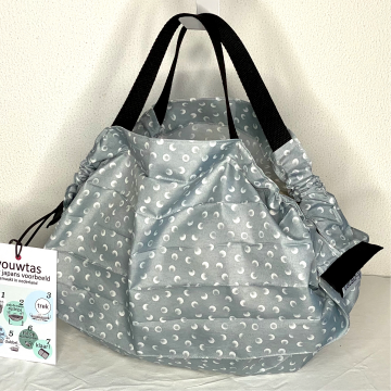 VOUWTAS origami (zilvergrijs-wit rondje)