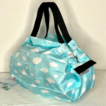 VOUWTAS origami (turquoise-wit wolkje)