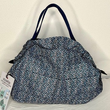 VOUWTAS origami (petrol-blauwe stippen)