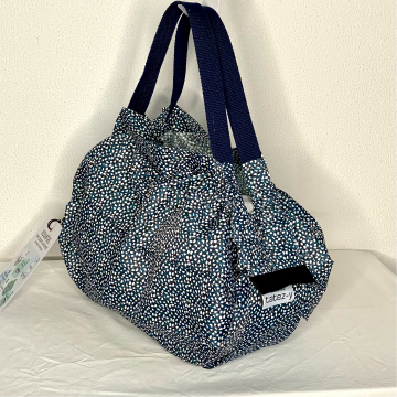 VOUWTAS origami (petrol-blauwe stippen)